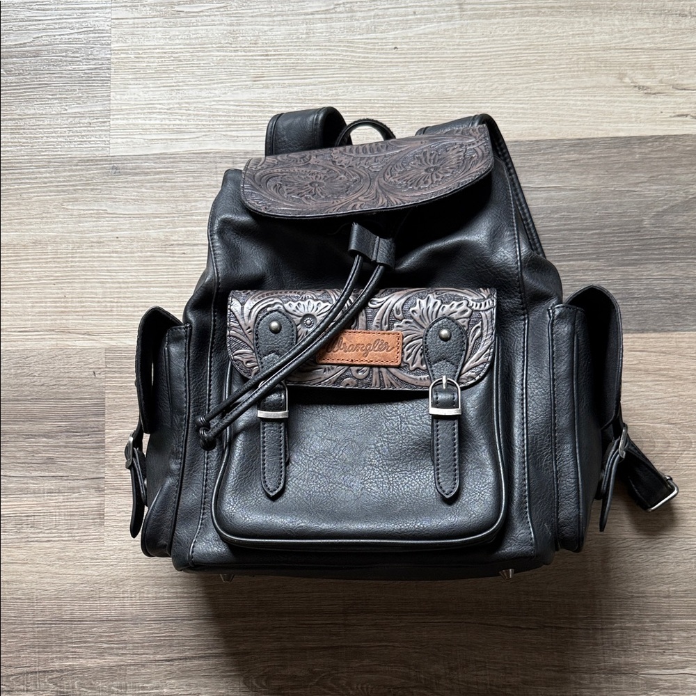 Wrangler Black and Brown Backpack